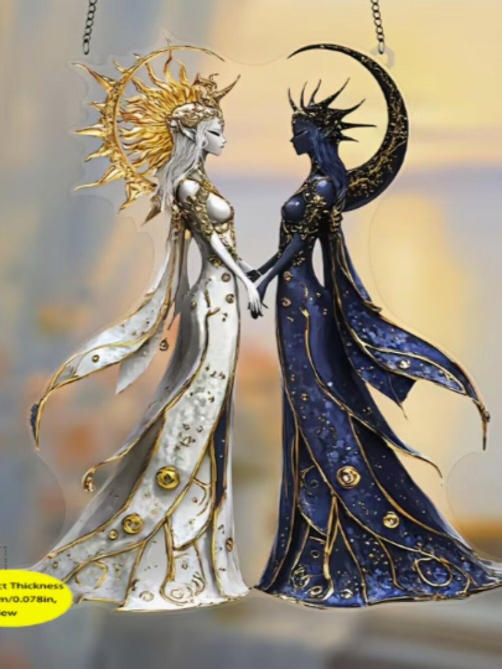Goddess Sun and Moon Twin Sisters Suncatcher 2D Flat NWT